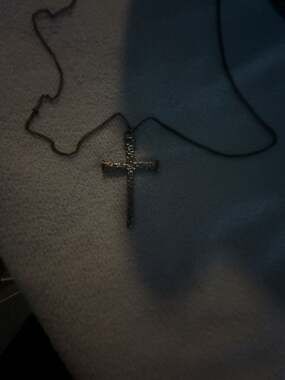 Silver-Tone Textured Nail Cross Pendant Necklace